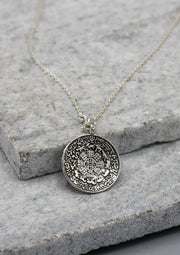 Tibetan Mandala and Om Carving Pendant - nepacrafts