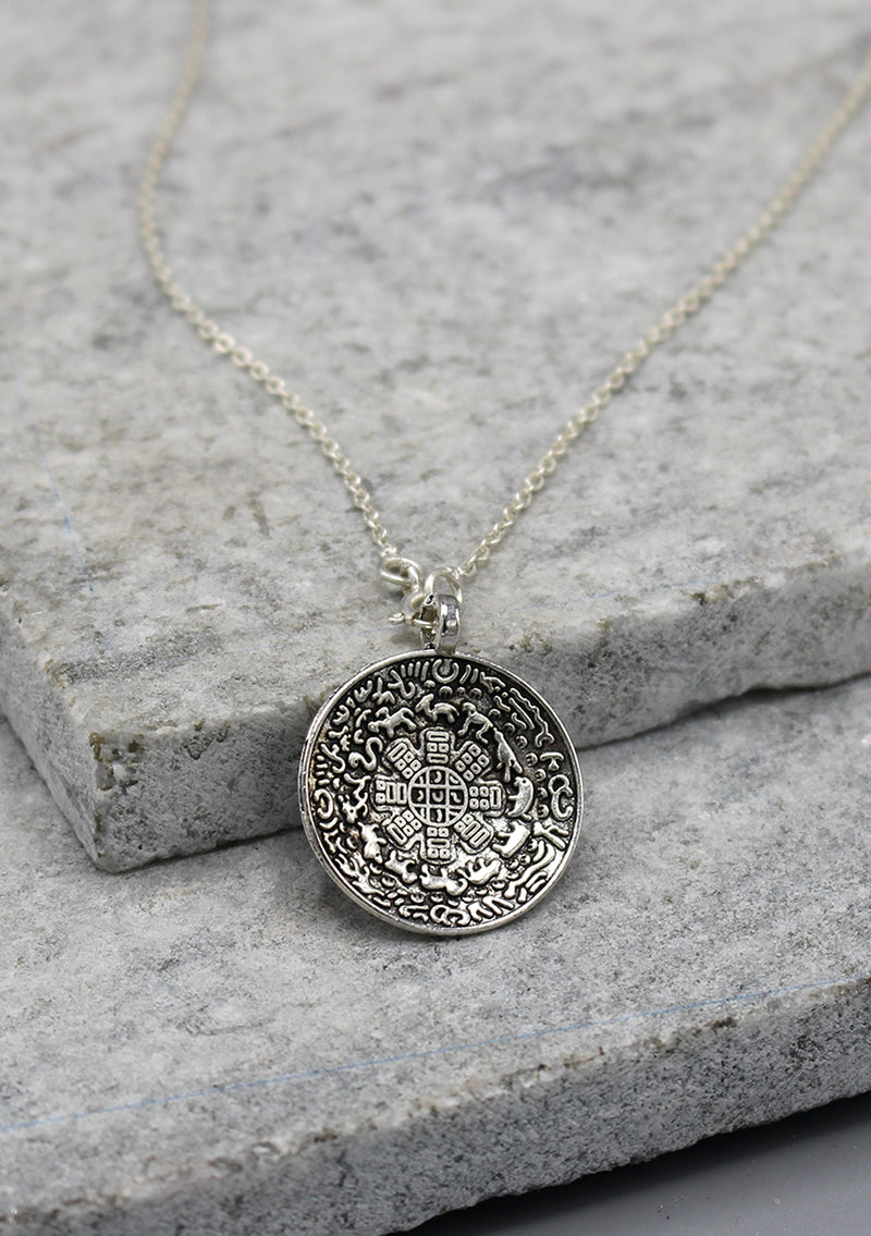 Tibetan Mandala and Om Carving Pendant - nepacrafts