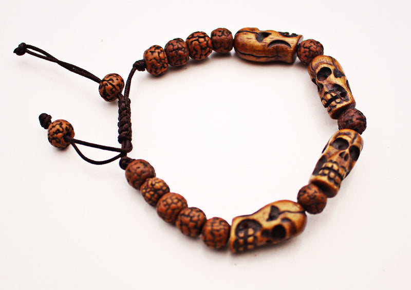 Rudrakshya Bracelet with Skull Bone Spacer - nepacrafts
