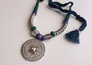 Elegant White Metal Mandala Tribal Pendant from Nepal - nepacrafts