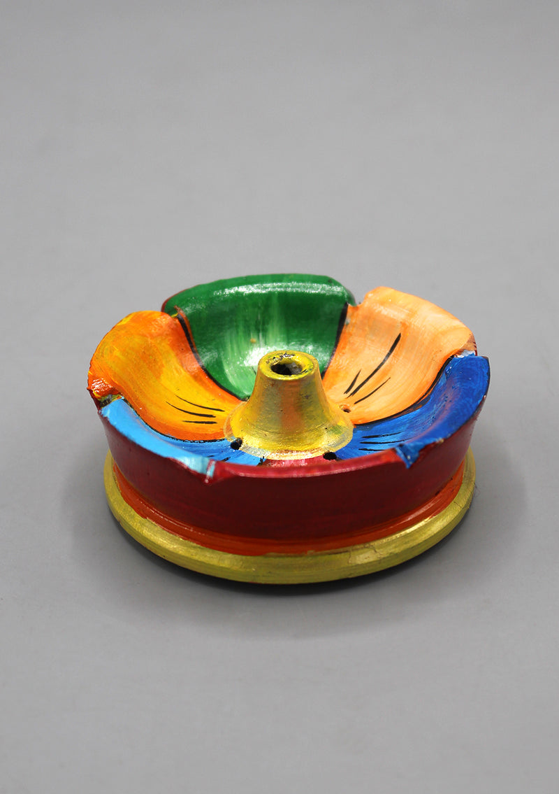 Colorful Flower Design Tibetan Wooden Incense Burner