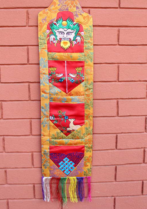 Embroidered Letter Case Brocade Tibetan Hanging Banner - nepacrafts