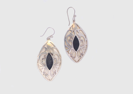 Leaf Design Handmade White Metal Dangle Earrings - nepacrafts