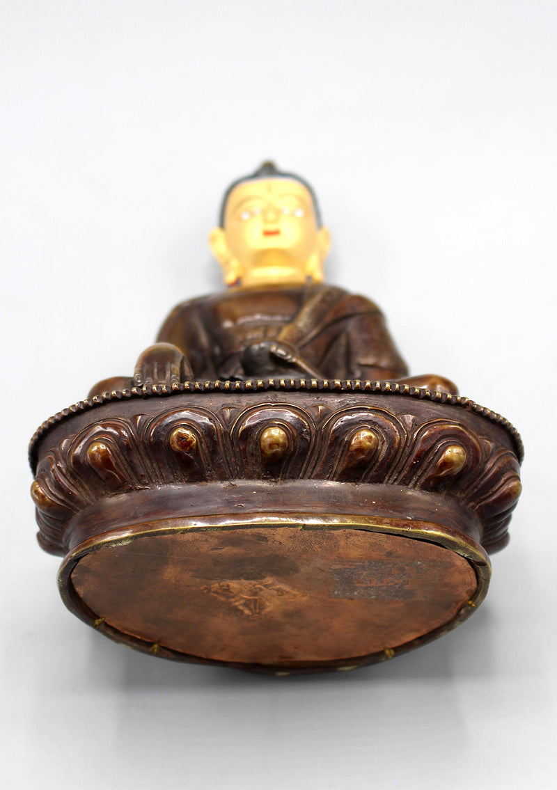 Gold Face Painted Copper Oxidized Shakyamuni Buddha Statue
