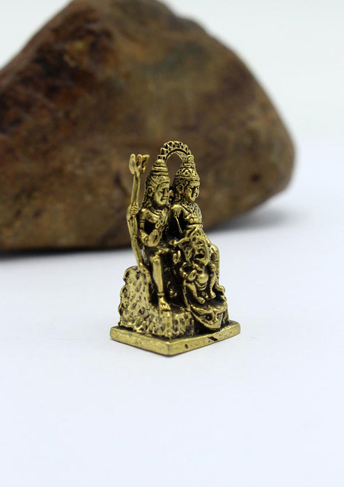 Mini Brass Shiva, Parvati and Ganesh Statue