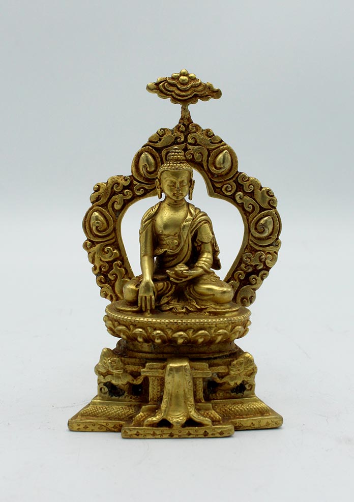 Gold Plated Shakyamuni Buddha Statue with Base 3.9 Inch