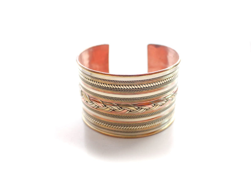 Braided Copper Tibetan Cuff Bracelet - nepacrafts