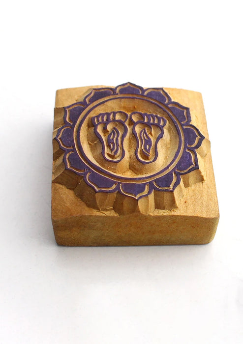 Buddha Footprints Handcarved Mini Wooden Block Print Stamp for Prayer Flags