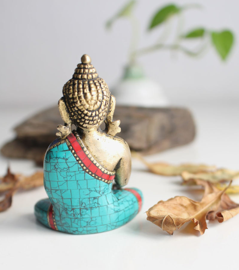 Healing Medicine Buddha Brass Statue Adorning a jeweled Robe 3" - nepacrafts