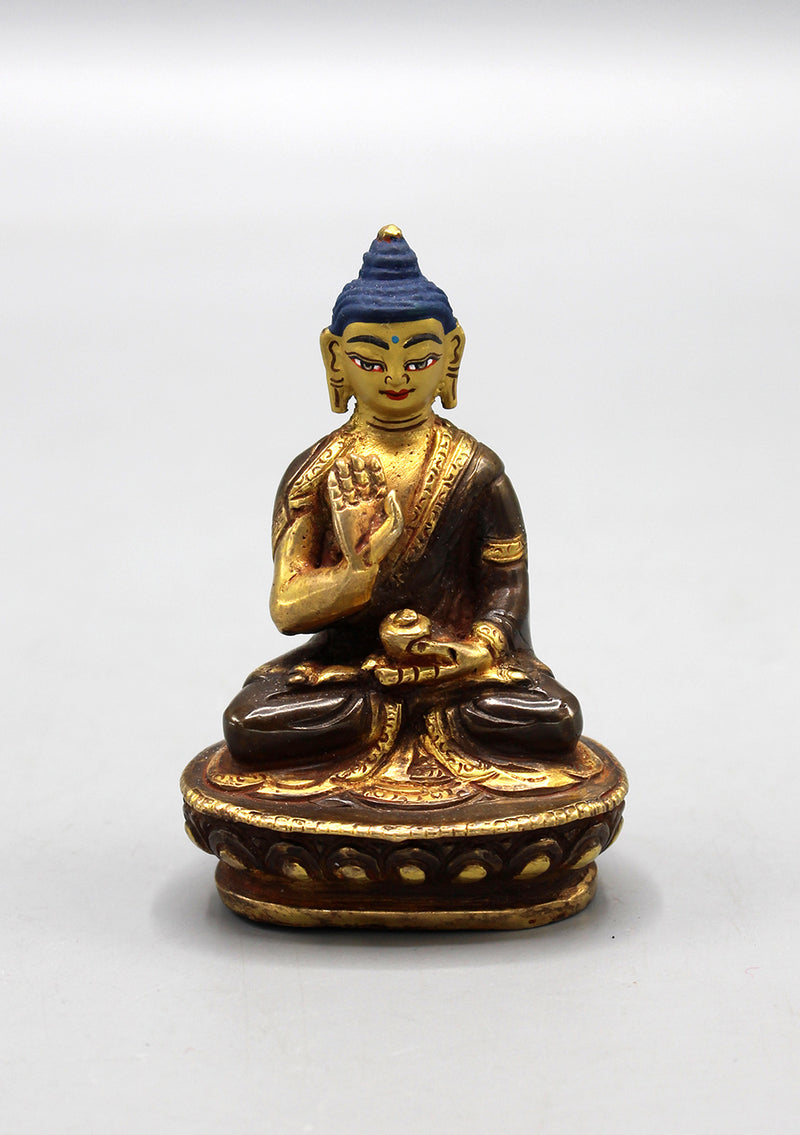 Partly Gold Plated Amoghasiddhi Buddha Statue 3"