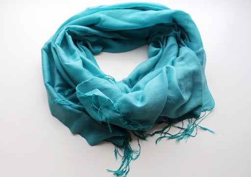 Adriatic Blue Color Water Pashmina Shawl - nepacrafts