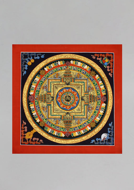 Buddhist Tibetan Om Mandala Thangka Painting - nepacrafts