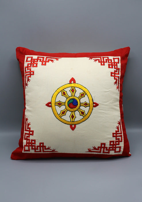 Hand Embroidered Wheel of Life Cotton Cushion Cover