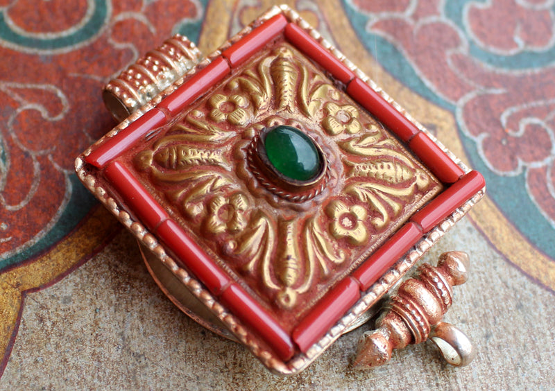 Gold Plated Tibetan Ghau Pendant Box - nepacrafts