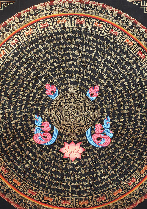 Wheel of Life Dharmachakra 11 Line Mantra Mandala Thangka Painting