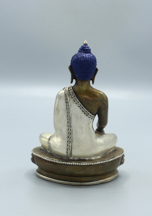 Copper Shakyamuni Buddha Statue with Silver Robe 5.5"