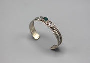 Turquoise Inlaid Sterling Silver Tibetan Bracelet - nepacrafts