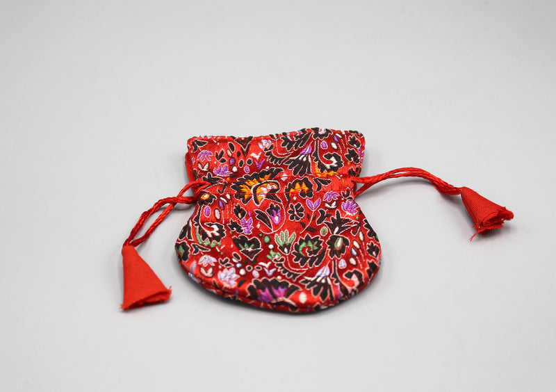 Flower Embroidery Silk Brocade Prayer Beads Pouch - nepacrafts