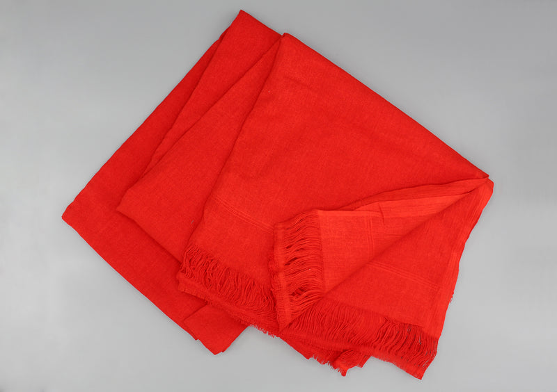 Red Raw Silk Tibetan Large Meditation Shawl - nepacrafts
