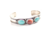 Inlaid Turquoise White Metal Bracelet - nepacrafts