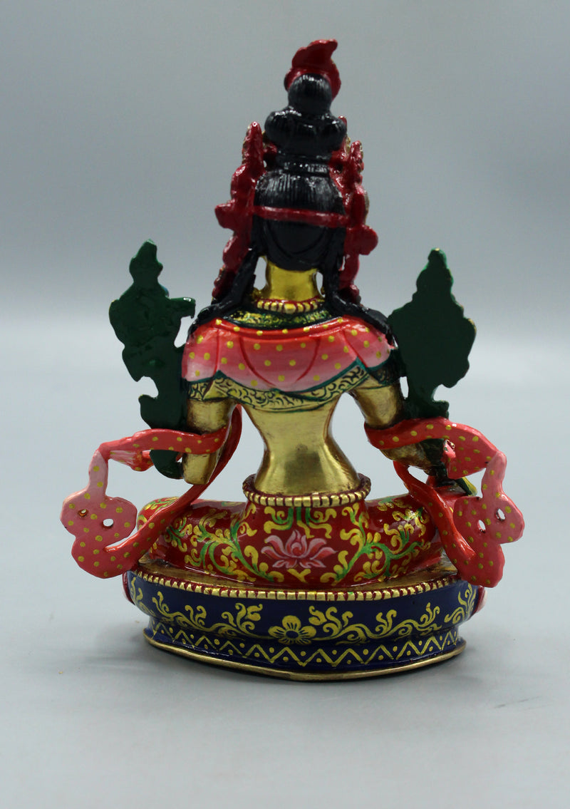 Fine Carving Green Tara Hand Painted Statue 5.5 inch