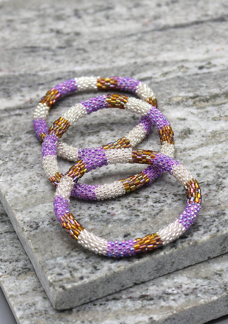 Multi Colors Strips Glass Beads Bracelet
