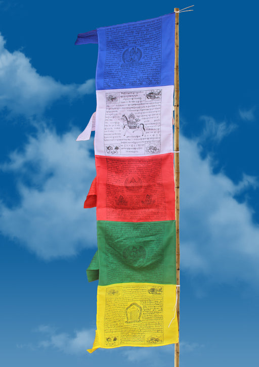 Tibetan Deities Traditional Five Colored Vertical Prayer Flags - nepacrafts