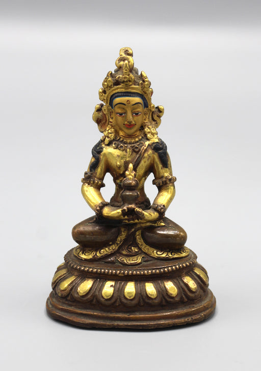 Gold Plated Copper Aparmita Buddha Statue 3" - nepacrafts