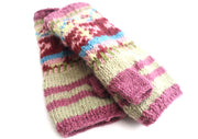 Pink and Cream Lining Finger less Gloves /Hand Warmers - nepacrafts