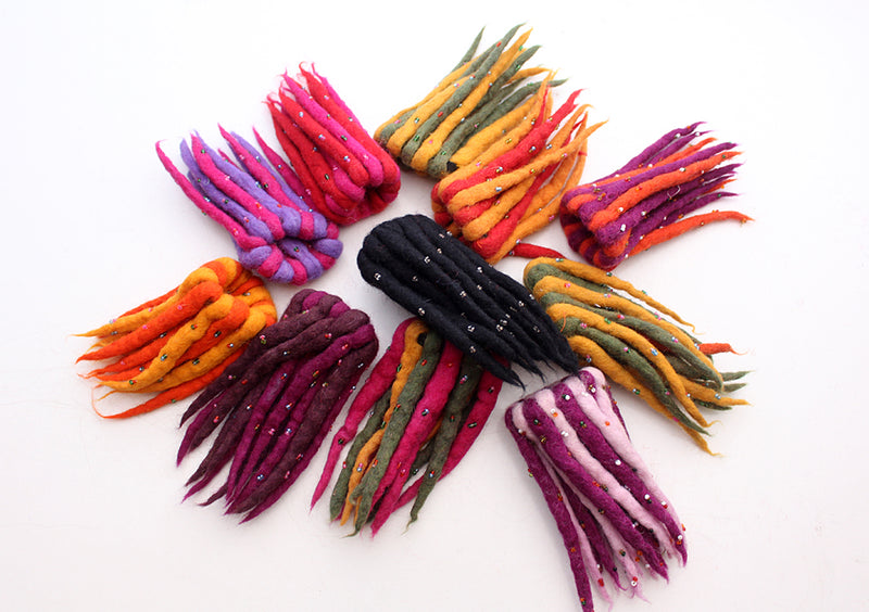 Colorful Urchin Merino Wool Felt Hair Band with beads Decoration - nepacrafts