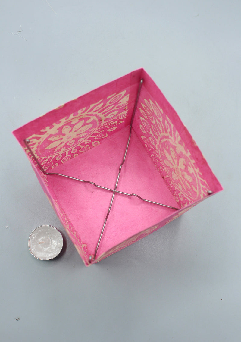 Handmade Mandala design Pink Lokta Paper Candle Lamp