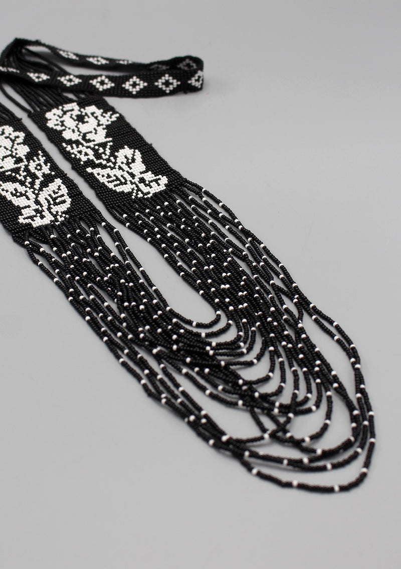 Black and White Multi-Layer Glass Beads Women's Necklace - nepacrafts