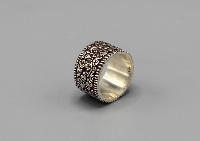 Fine Leaf Carving Sterling Silver Finger Ring - nepacrafts