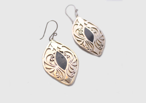 Leaf Design Handmade White Metal Dangle Earrings - nepacrafts