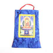 Shakyamuni Buddha Thangka With Silk Brocade Wall Hanging - nepacrafts