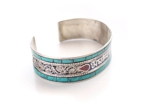 Om Mani Mantra Encarved Tibetan Wrist Bracelet - nepacrafts