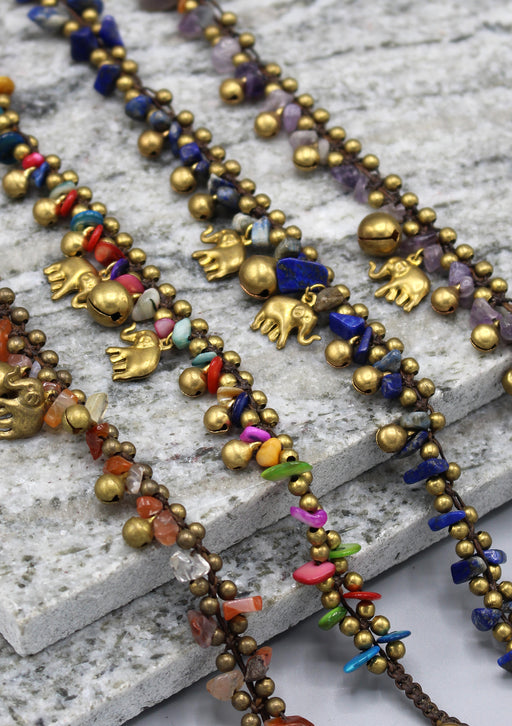 Colorful Stone Beaded Brass Bell Anklet - nepacrafts