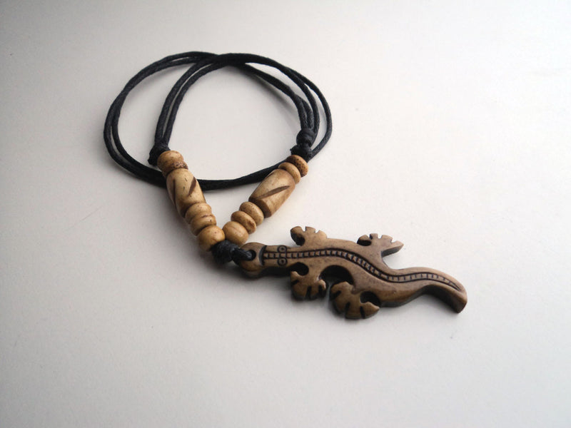 Handcrafted Bone Pendant Necklace-Crocodile - nepacrafts