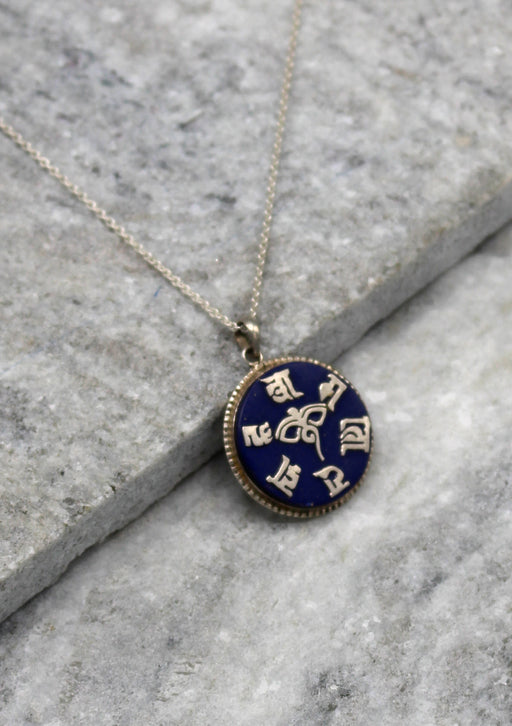 Om Mani and Buddha Eyes Sterling Silver Pendant - nepacrafts