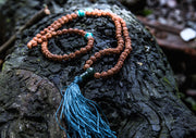 Rudraksha Mala for Meditation and Yoga With Turquoise Spacer - nepacrafts