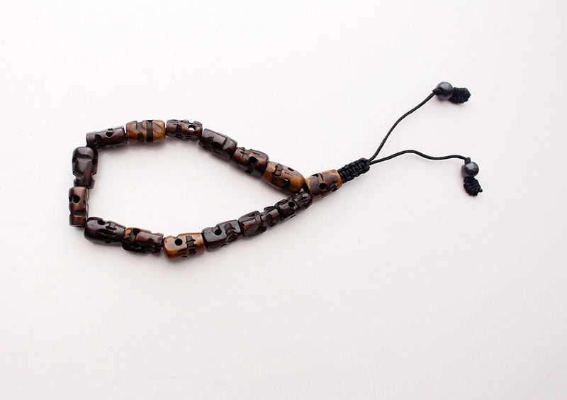 Adjustable Dark Bone Skull Wrist Mala Bracelet - nepacrafts