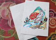 Yeti Carrying Red Bag Painted Handmade Nepalese Lokta Paper Greeting Card - nepacrafts