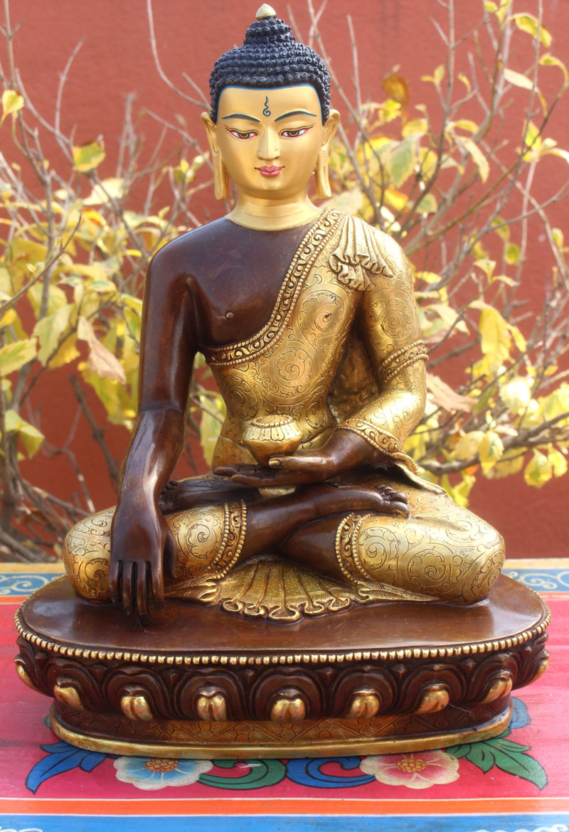 Exquisitely Gold Plated Shakyamuni Statue 10.5 inch