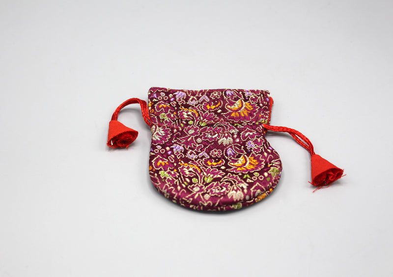 Flower Embroidery Silk Brocade Prayer Beads Pouch - nepacrafts