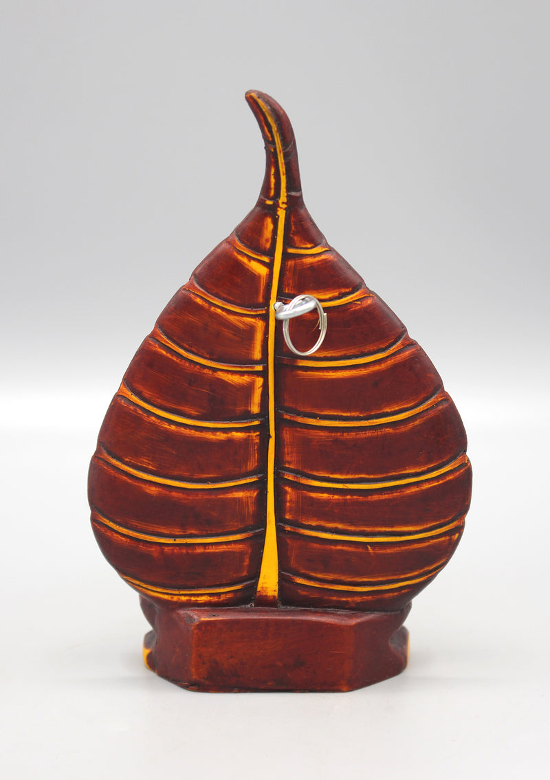 Bodhi Leaf Meditating Buddha Maroon Statue - nepacrafts