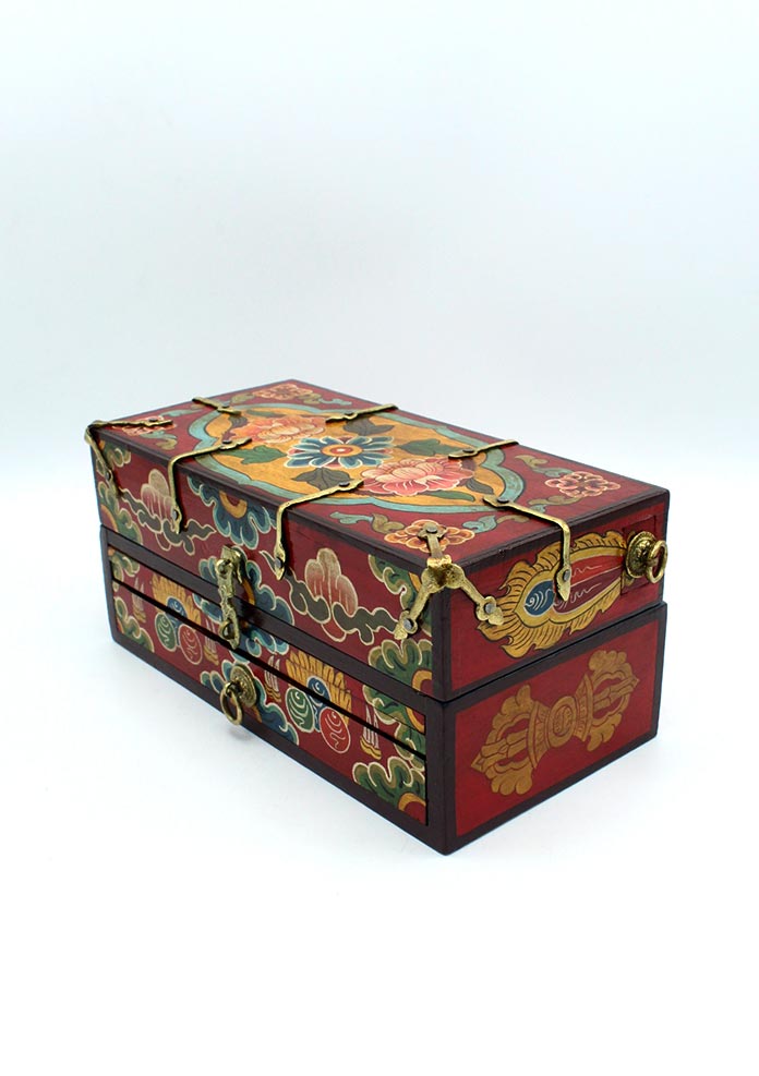 Handcrafted Wooden Buddhist Ritual Tibetan Altar Portable Shrine Box