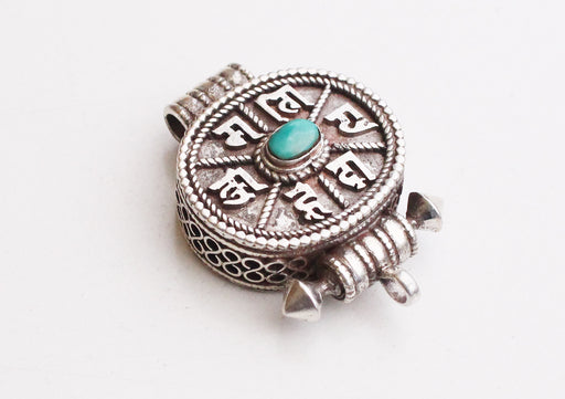 Om Mani Mantra Carved Tibetan Filigree Silver Sterling Ghau Pendant - nepacrafts