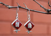 Square Shaped Tibetan Kalachakra Silver Earrings - nepacrafts