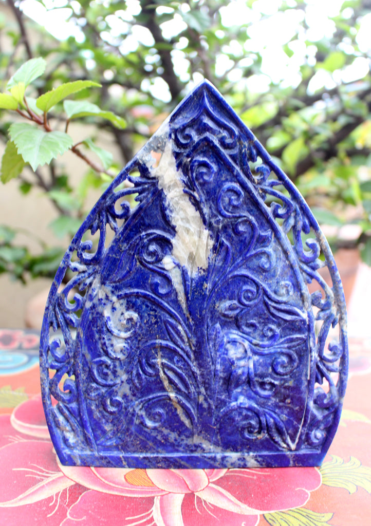 Stunning Lapis Lazuli Healing Medicine Buddha Statue 7" High - nepacrafts
