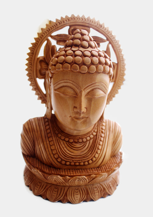 Wooden Fine Carving Buddha Bust - nepacrafts